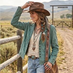 Live a Little Sage Green 100% cotton and lined Women’s Blazer L